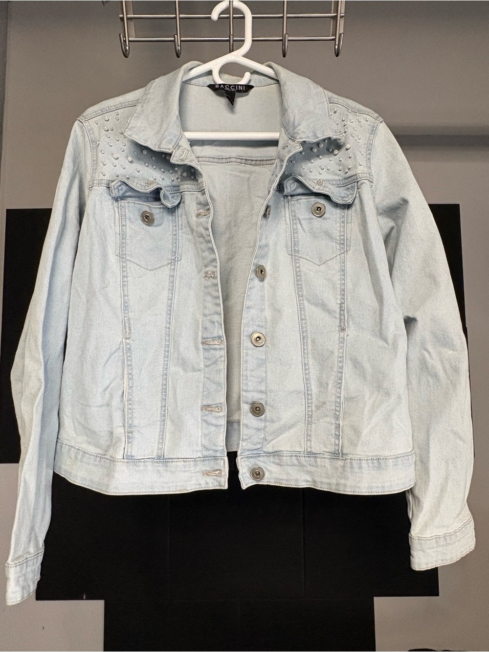 Baccini Light Wash Denim Jacket with Stud Embellishment